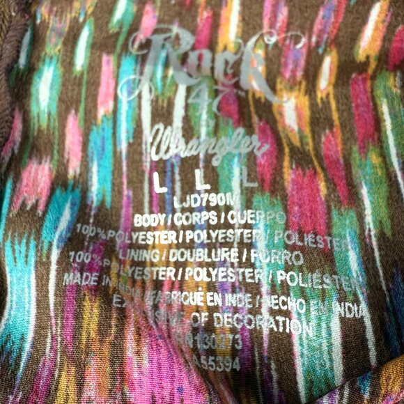 ROCK 47 by WRANGLER Multicolor Boho Ikat Print Boat-Neck Tunic L South Western - Picture 6 of 11